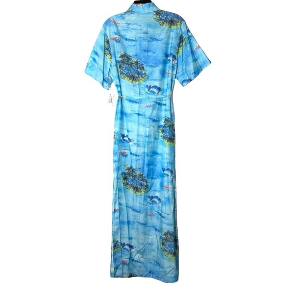 NWT STAUD Blue Cameron Island Belted Maxi Shirt Dress Size XS Coverup Vacation - Picture 12 of 14